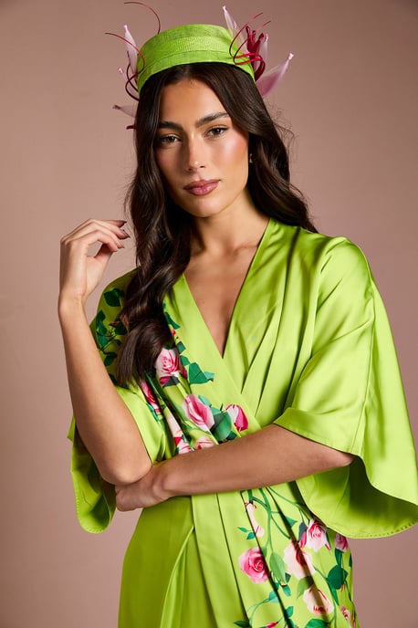 Lisa Tan Printed Kimono Crepe Midi Dress - Image 4