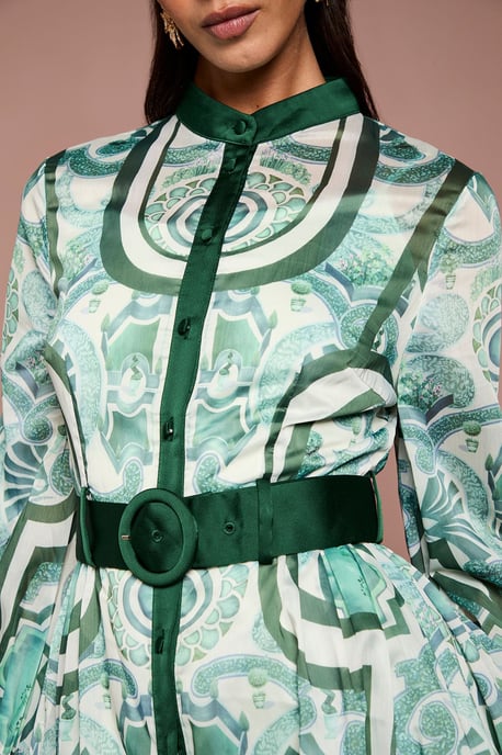 Lisa Tan Organza Belted Shirt Dress - Image 5