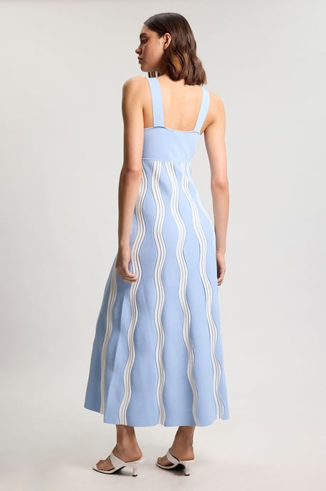 Petite Contrast Wave Knit A-Line Knitted Strappy Dress - Image 3
