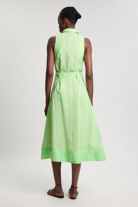 Textured Organza Mix Sleeveless Shirt Dress - Image 2