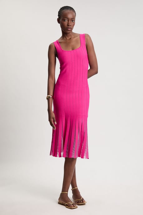 Compact Stretch Square Neck Knitted Flippy Dress - Image 1