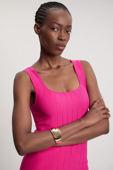 Compact Stretch Square Neck Knitted Flippy Dress - Image 2