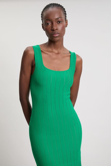Compact Stretch Square Neck Knitted Flippy Dress - Image 2