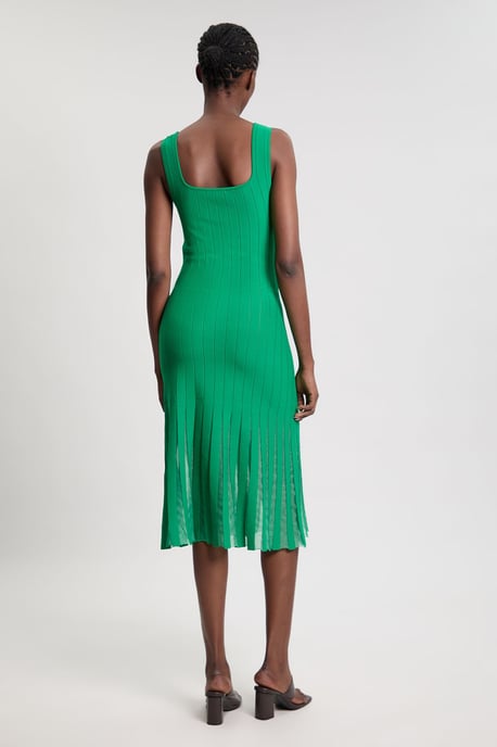 Compact Stretch Square Neck Knitted Flippy Dress - Image 3