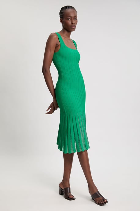 Compact Stretch Square Neck Knitted Flippy Dress - Image 4