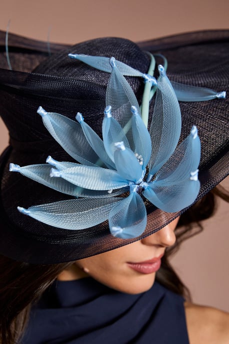 Lisa Tan Flower Detail Fascinator With Curved Edge - Image 3