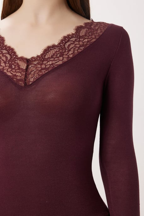 Kanten V-hals Slim Fit Blouse - Image 5