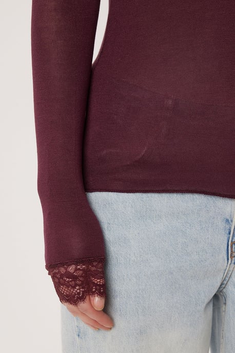Kanten V-hals Slim Fit Blouse - Image 6
