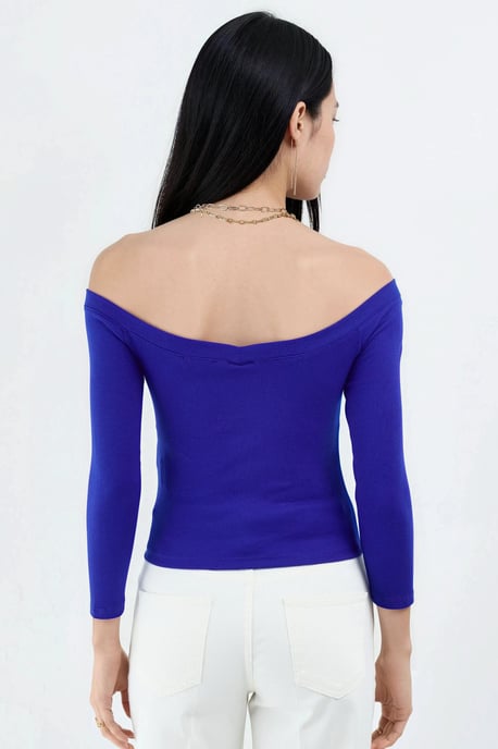 Slim Fit Ribbad Kort Blus - Image 3