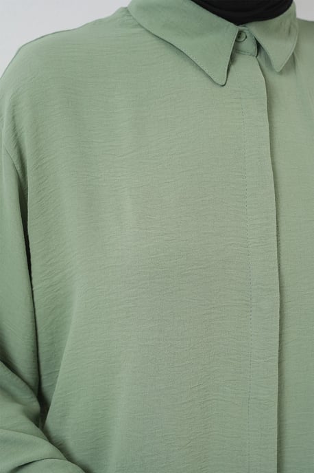 Oversized Lange Mouwen Knopen Blouse met Kraag - Image 4