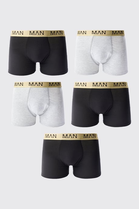 5 Pack Man Dash Gold Waistband Boxers - Image 1