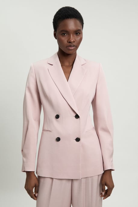 Polished Linen Blend Single Breasted Tailored Blazer - Image 2
