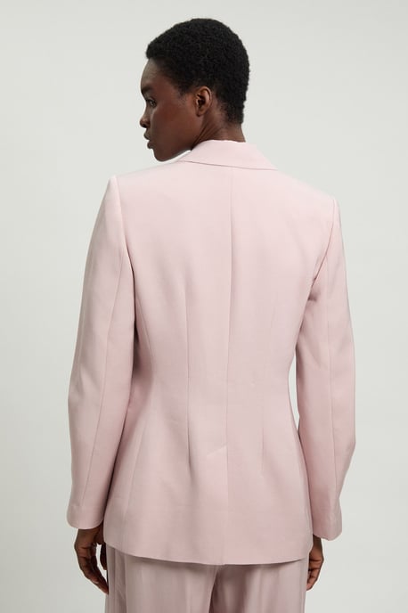 Polished Linen Blend Single Breasted Tailored Blazer - Image 3