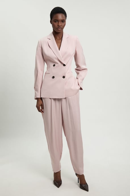 Polished Linen Blend Single Breasted Tailored Blazer - Image 4
