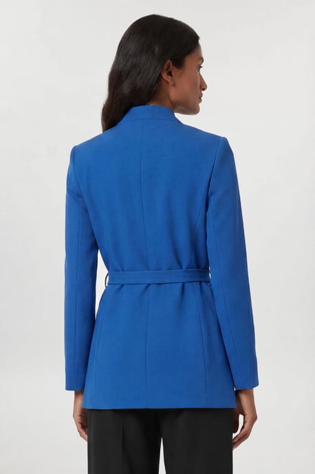 Tailored Collarless Belted Blazer - Image 3