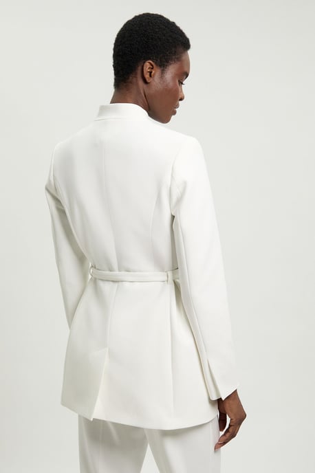 Tailored Collarless Belted Blazer - Image 3