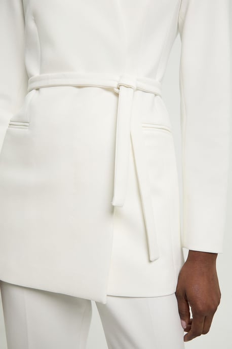 Tailored Collarless Belted Blazer - Image 4