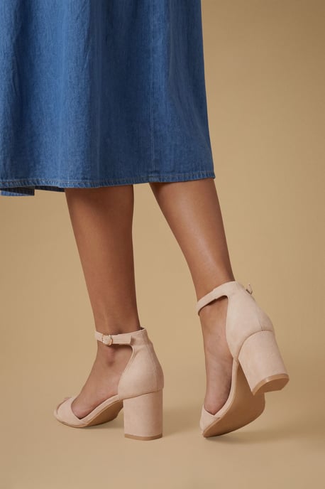 Catty Faux Suede 2 Part Block Heeled Sandals - Image 1