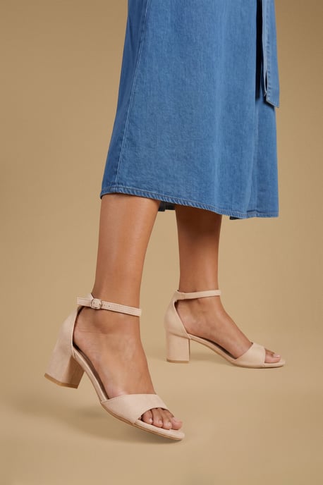 Catty Faux Suede 2 Part Block Heeled Sandals - Image 2