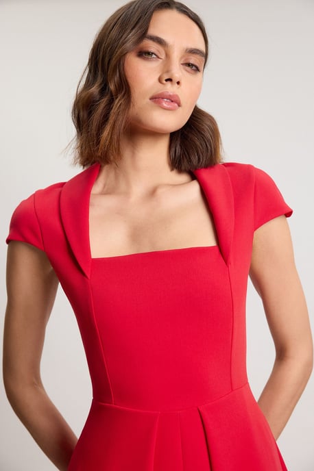 Square Neck Tailored Full Skirted Maxi Dress - Image 4