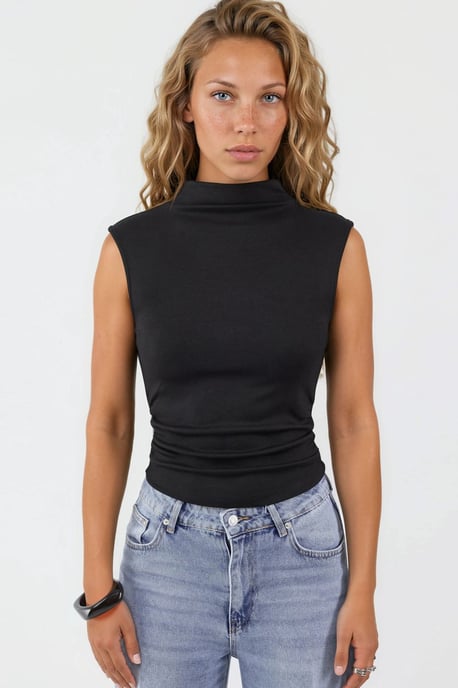 Modal Touch Halve Turtleneck Crop Top - Image 6