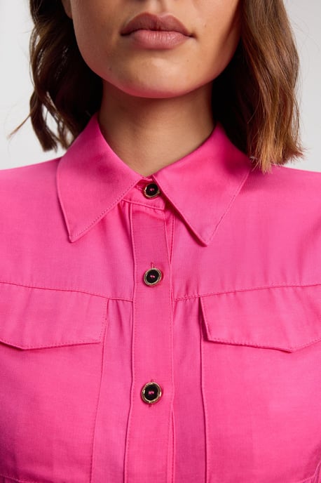 Premium Viscose Linen Topstitch Woven Blouse With Waist Seam Detail - Image 4