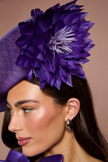 Lisa Tan Side Facing Feather Detail Fascinator - Image 3
