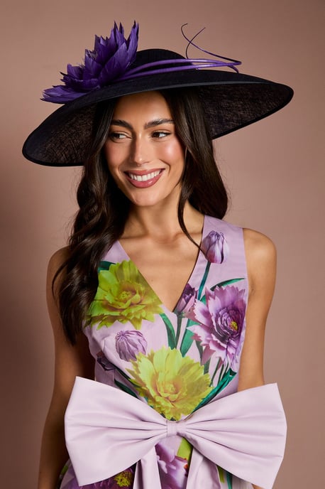 Lisa Tan Feather And Quill Detail Wide Brim Hat - Image 2