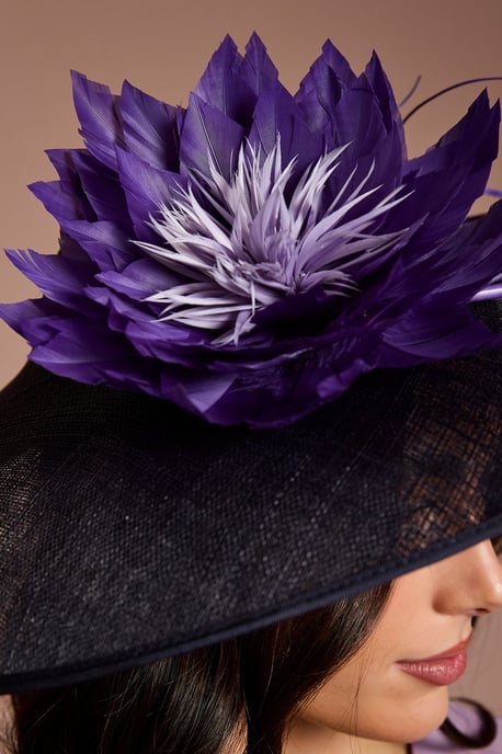 Lisa Tan Feather And Quill Detail Wide Brim Hat - Image 3