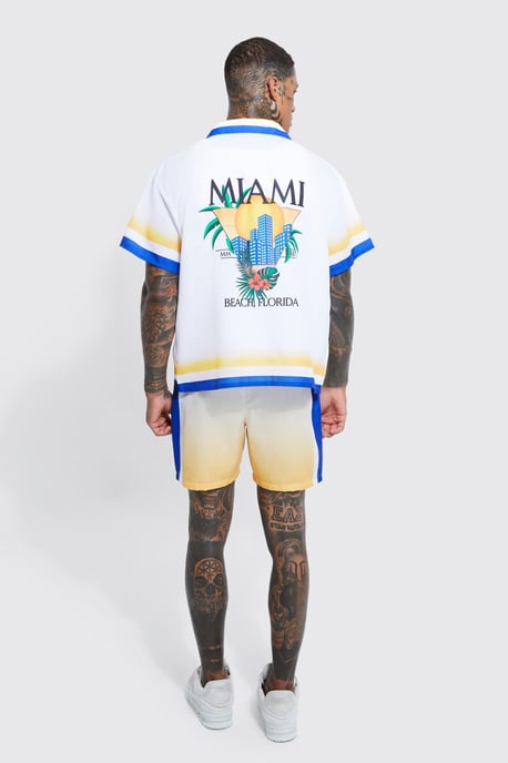 Regular Fit Miami Border Shirt And Short Set - Image 2