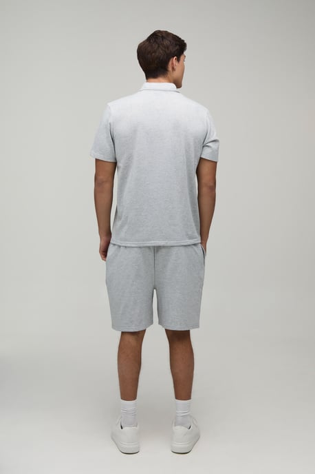 Seam Detail Regular Fit 1/4 Zip Polo & Regular Short Set - Image 2