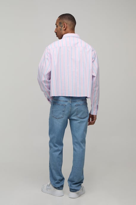 Cropped Boxy Oversized Stripe Shirt - Image 2
