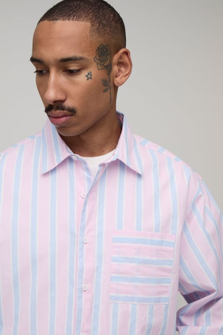 Cropped Boxy Oversized Stripe Shirt - Image 3