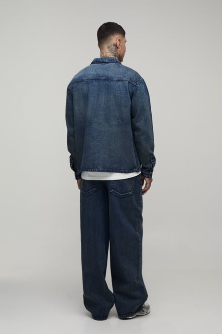 Tall Extreme Washed Oversized Denim Shirt - Image 2