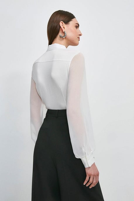 Collared Viscose Jersey Elastane Shirt - Image 3