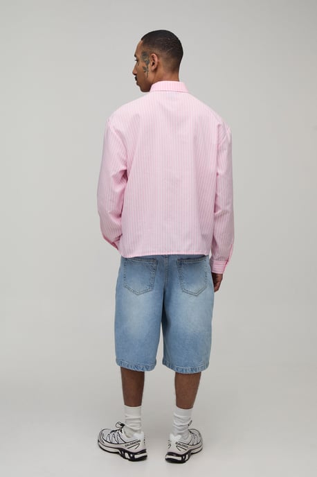 Oversized Boxy Stripe Shirt and Tie - Image 2