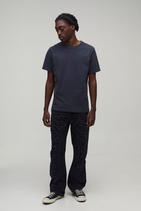 All Over Ripped Stacked Gusset Slim Flared Jeans - Image 4