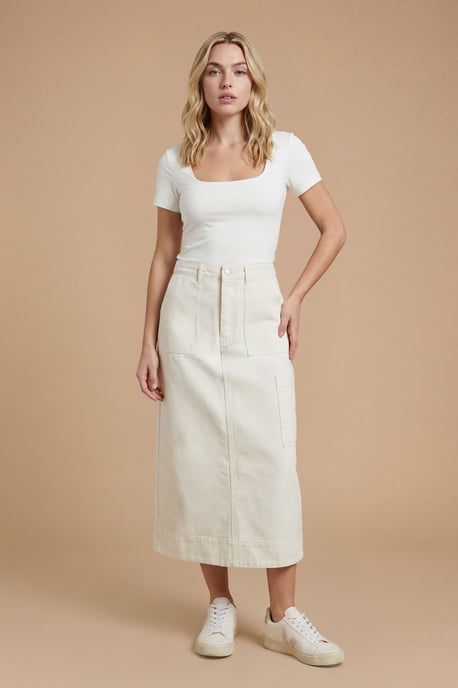 Utility Denim Midi Skirt - Image 1