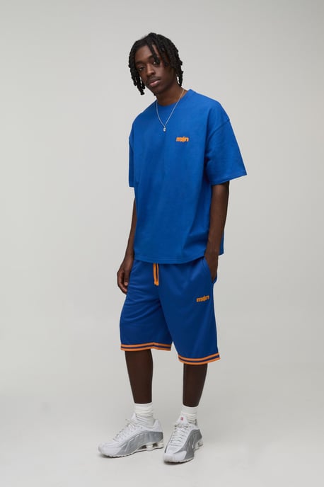 Man Star Applique Oversized T-Shirt & Basketball Short Set - Image 4
