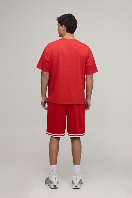 Man Star Applique Oversized T-Shirt & Basketball Short Set - Image 2