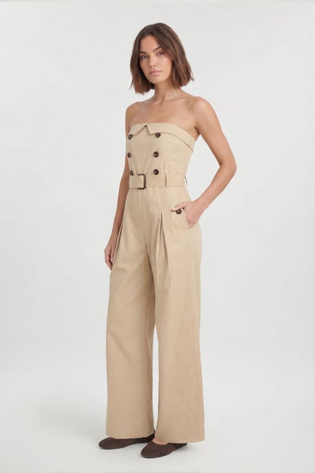 Tailored Cotton Trench Bandeau Jumpsuit - Image 5