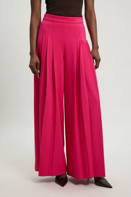 Tailored Structured Crepe Pleated Wide Leg Trousers - Image 2