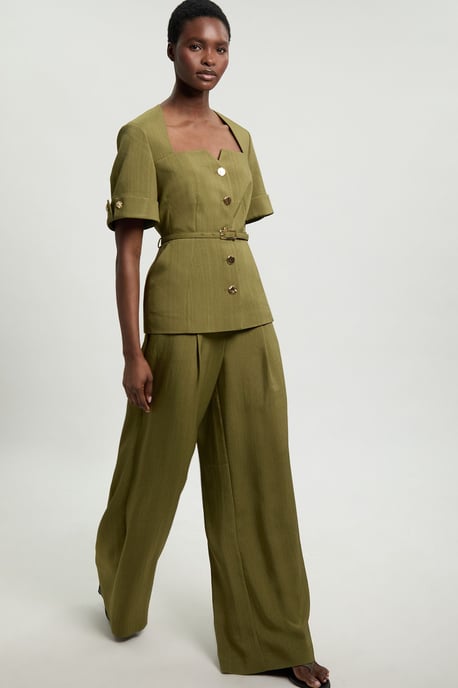 Viscose Blend Wide Leg Tailored Trouser - Image 1
