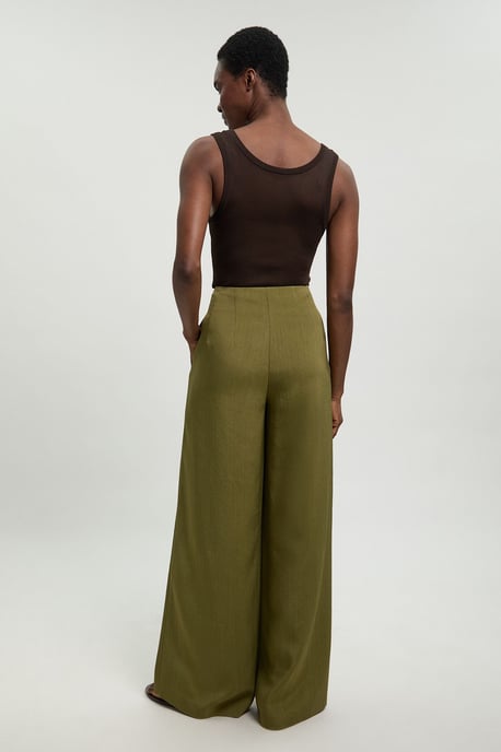 Viscose Blend Wide Leg Tailored Trouser - Image 3