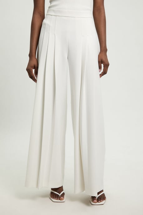 Tailored Structured Crepe Pleated Wide Leg Trousers - Image 2