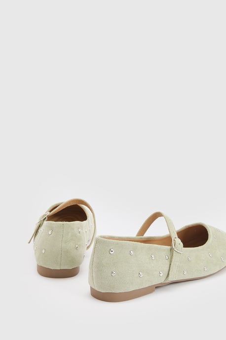 Cressie Faux Suede Studded Padded Mary Jane Ballet Flats - Image 2