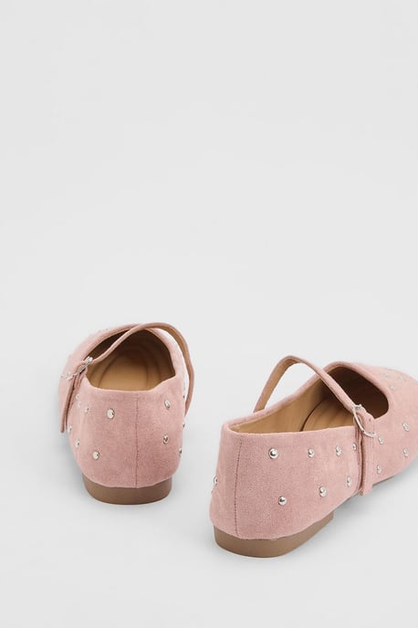 Cressie Faux Suede Studded Padded Mary Jane Ballet Flats - Image 2