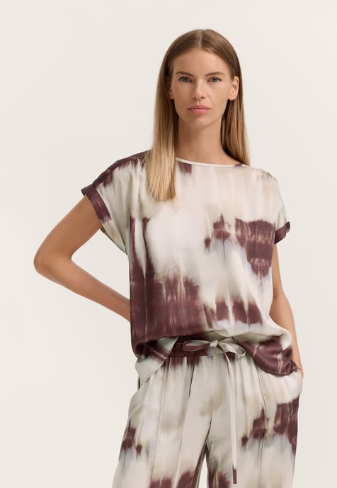 Bugatti Damen Blouse met korte mouwen en grafische print van viscose - Image 1