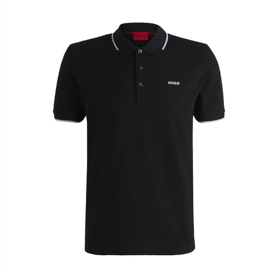 Men's Hugo Printed Logo Polo Shirt in Black - Image 1