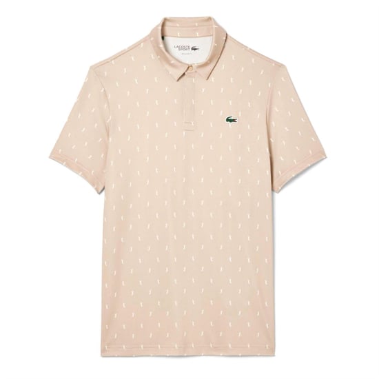 Men's Lacoste Fit UV Protect Golf Polo Shirt in Beige - Image 1